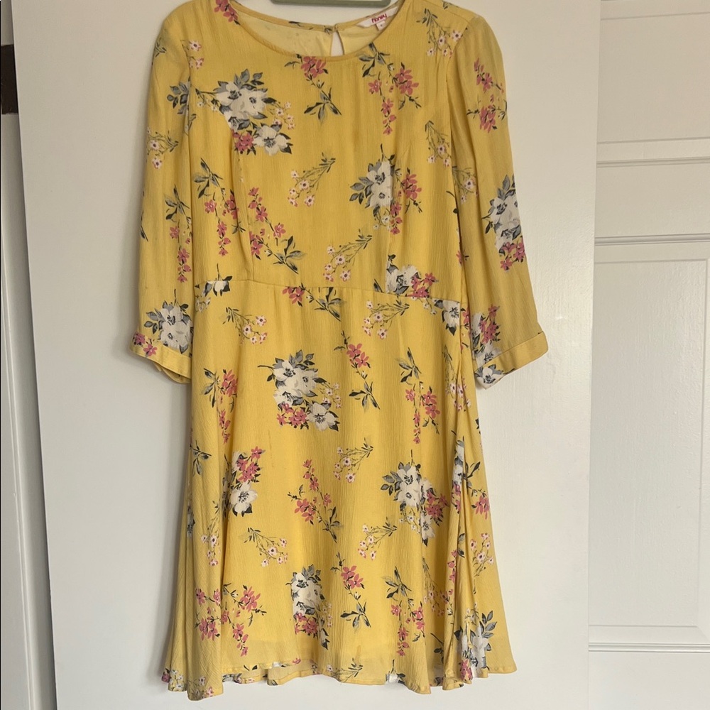 Yellow Floral A-Line Dress